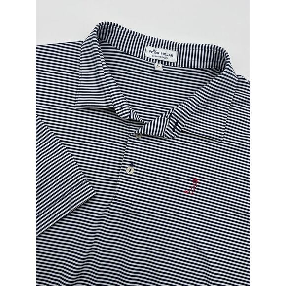 Peter Millar Other - Peter Millar Summer Comfort Golf Polo Shirt Men XL Navy Blue Striped Embroidered